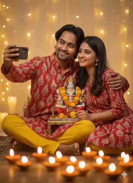 Diwali Glow: The AI Prompt for a Festive Men's Portrait Clicking Selfie