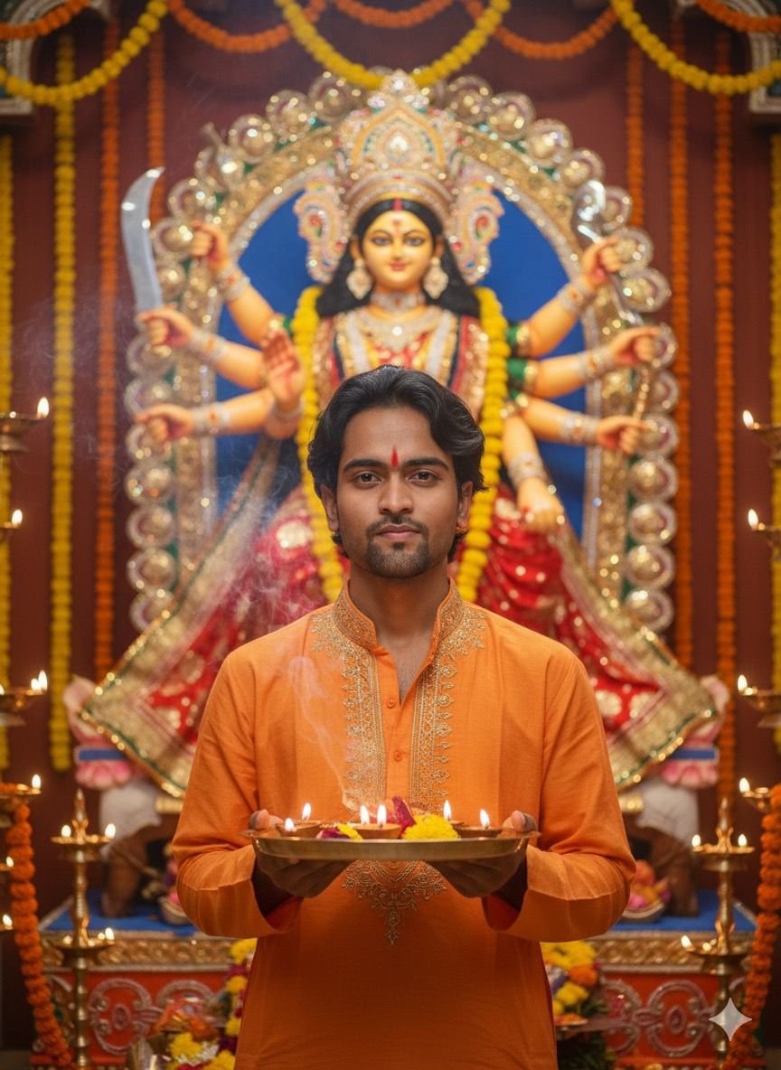 Durga Puja Aarti AI Prompt Devotional Navratri Photo Generator