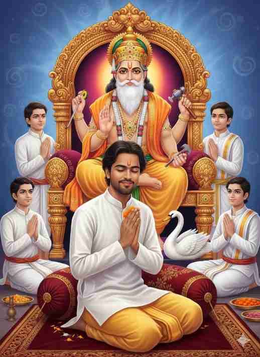 Lord Vishwakarma Ji Blessings AI Photo Generate Prompt Vishwakarma Puja Divine Artwork