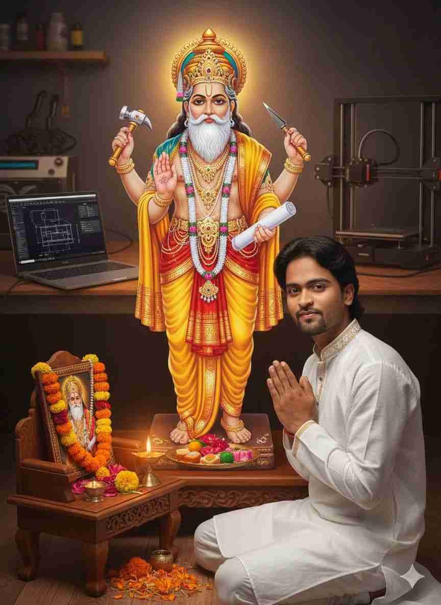 Powerful Vishwakarma Baba AI Prompt Ideas for Puja Posters