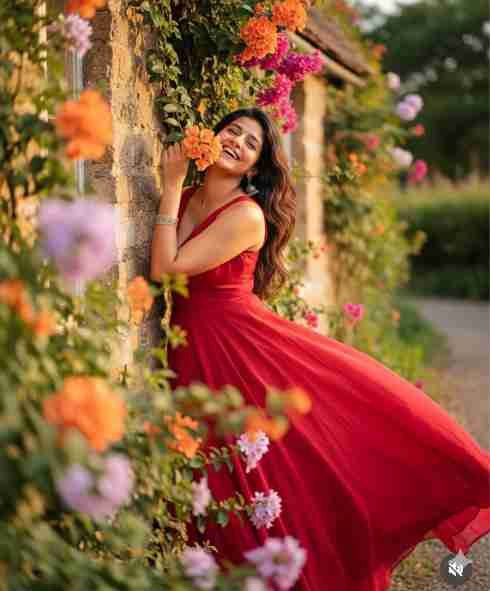 Radiant in Red The AI Prompt for a Stunning Floral Portrait