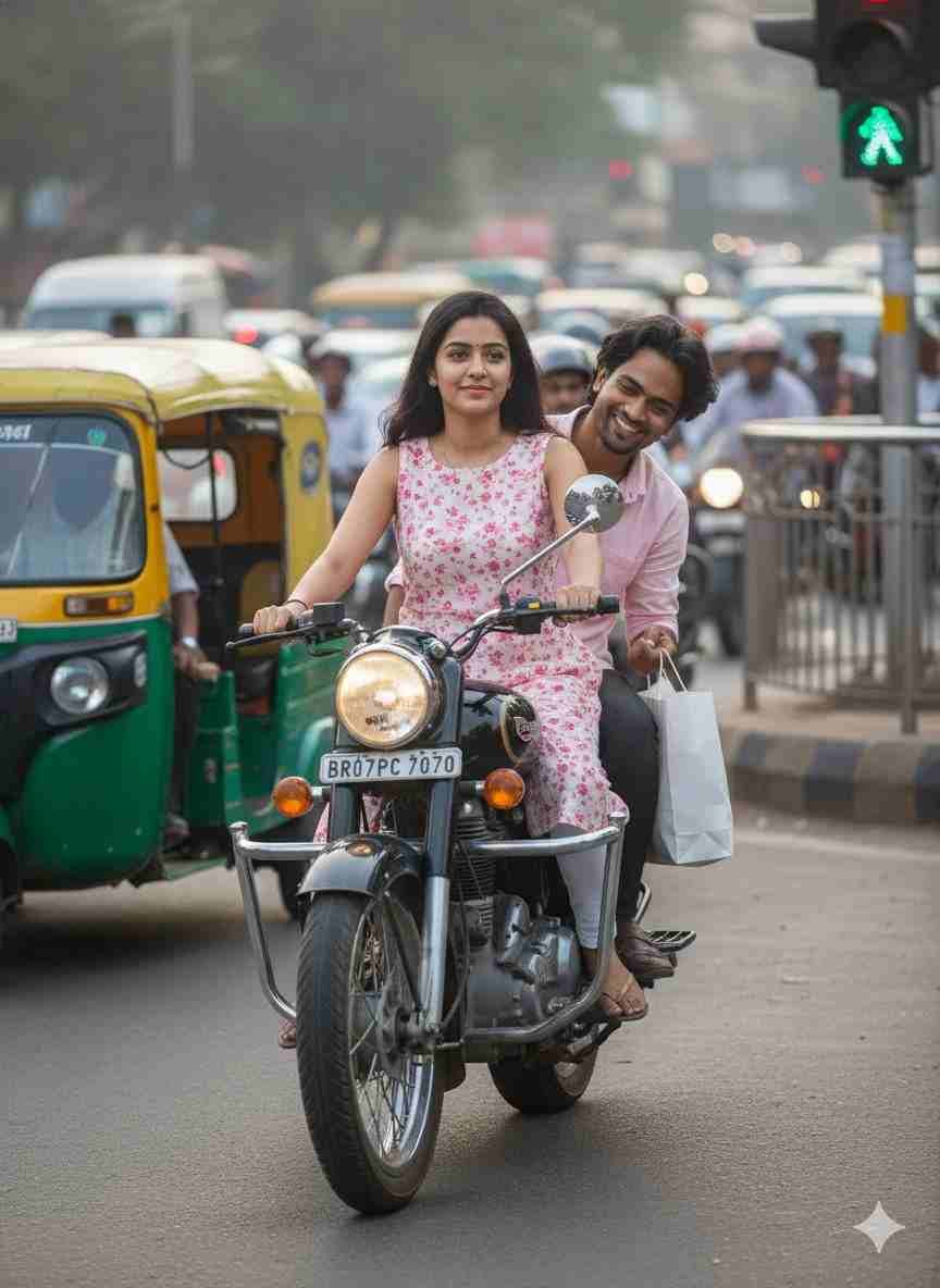 Bullet Ride Style Urban Adventure AI Photo Prompt for Couples