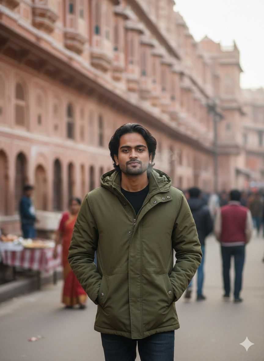 Pink City Vibes The AI Prompt for a Stylish Jaipur Street Portrait