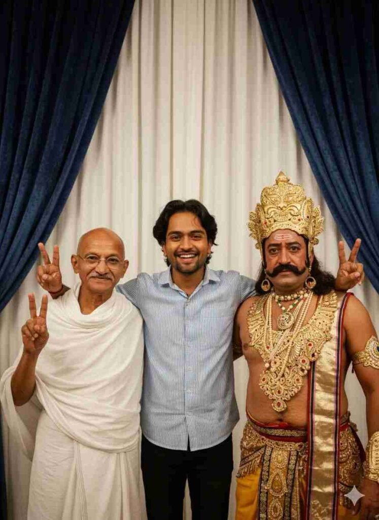 Ravan Mahatma Gandhi Young Man AI Photo Prompt