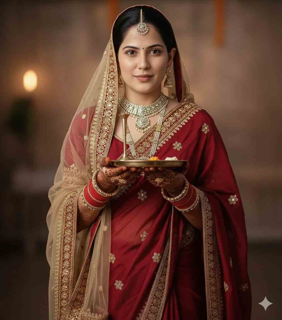 Traditional Look Capturing Karwa Chauth with an AI Photo Prompt