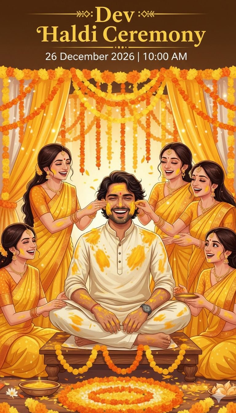 Wedding Haldi Ceremony Invitation Card Design AI Prompt