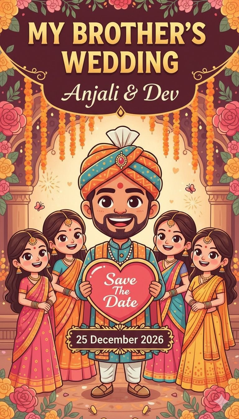Wedding Invitation Card Design AI Prompt (My Brother Wedding Card)