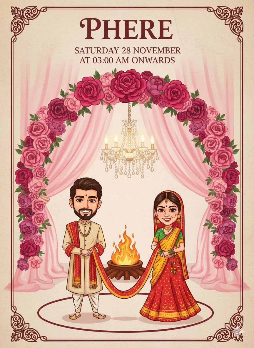 Wedding Phere Ceremony Invitation Card Design AI Prompt
