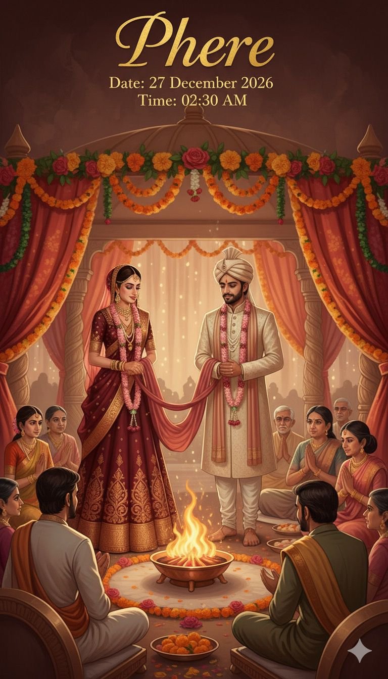 Wedding Phere Ceremony Invitation Card Design AI Prompt
