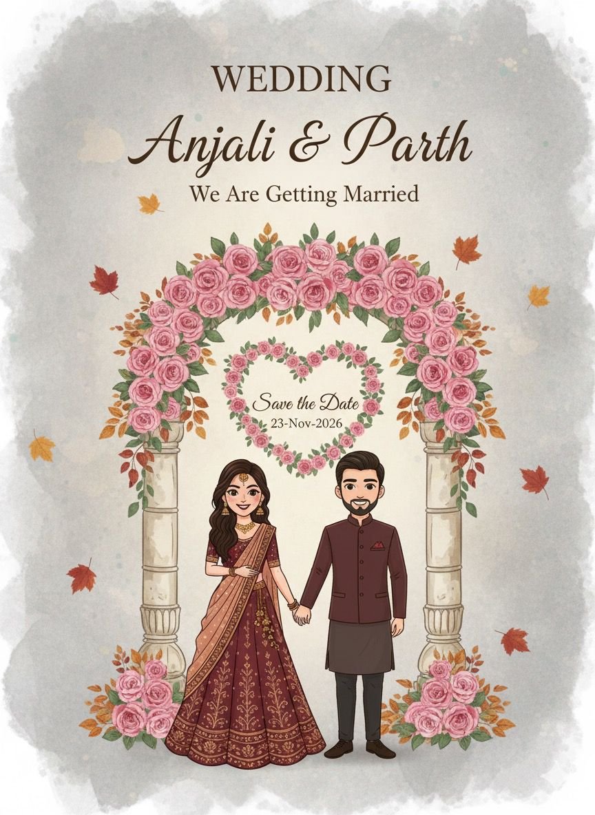 Wedding Save The Date Invitation Card Design AI Prompt