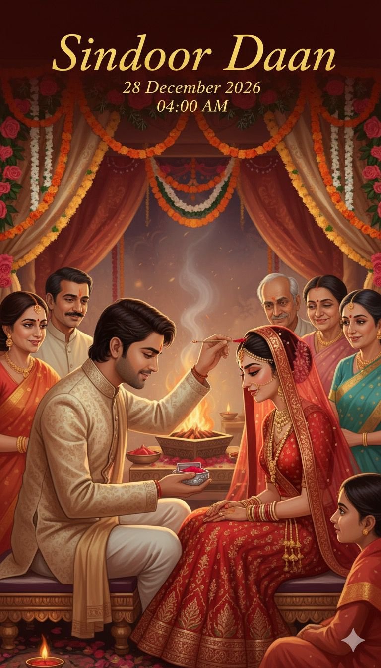 Wedding Sindoor Daan Ceremony Invitation Card Design AI Prompt