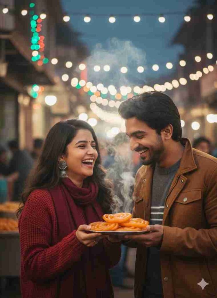 Winter AI Prompt Sweet Moments The AI Prompt for a Romantic Street Food Date