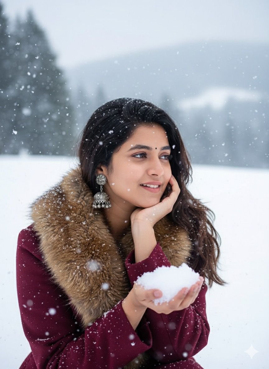 Snowfall Beauty Capturing Elegant Winter Style with an AI Photo Prompt
